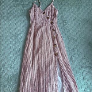 Striped Button-Down Midi Dress